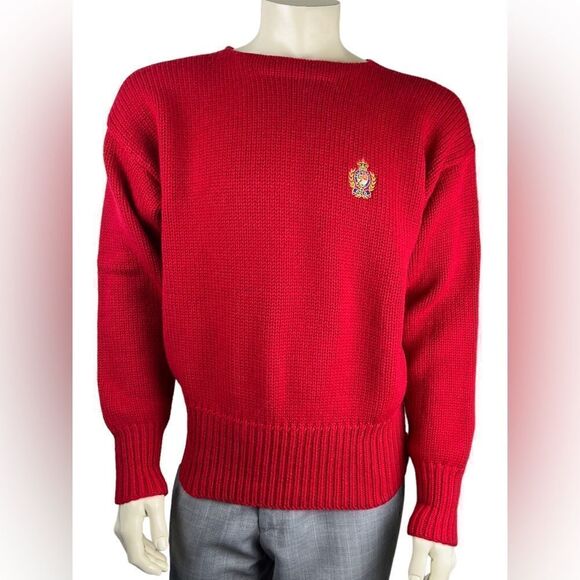 Vintage Polo by Ralph Lauren Red Wool Sweater Perfect Condition Size Large - Picture 1 of 6